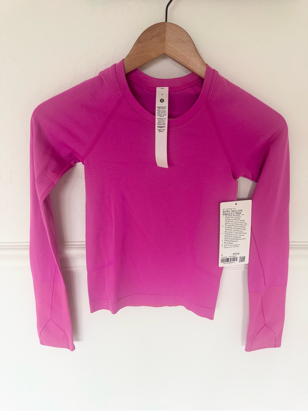 NWT-lululemon swiftly tech Long-Sleeve- Fuchsia Sz 0